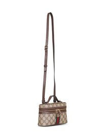 Gucci Women Beige And Dark Brown Ophidia Small Vanity Bag