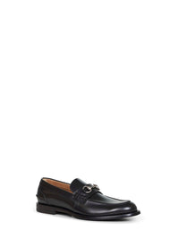 Gucci Men Black Leather Loafers With Horsebit