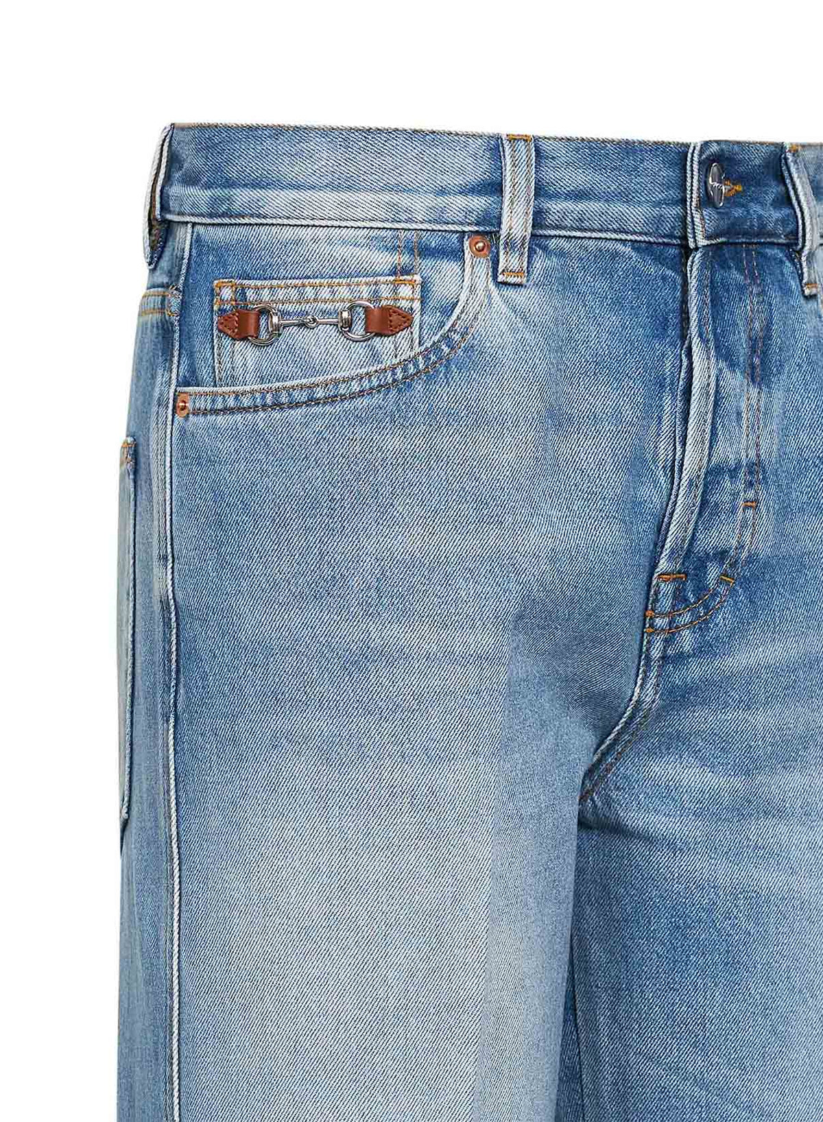 Gucci Women Light Blue Flared Cotton Denim Jeans