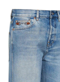 Gucci Women Light Blue Flared Cotton Denim Jeans