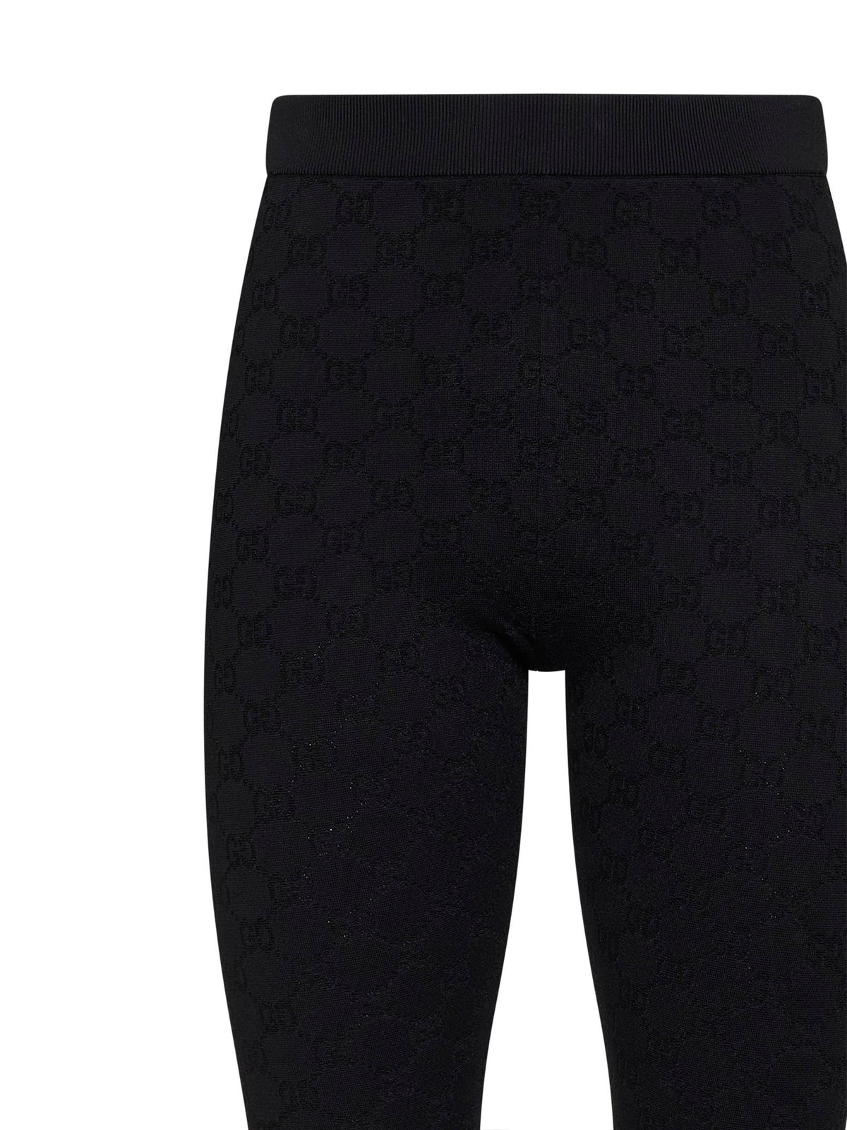 Gucci Women Black Gg Jacquard Ultrafine Stretch Viscose Blend Leggings