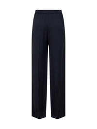 Gucci Women Dark Blue Viscose And Silk Jacquard Trousers