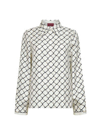 Gucci Women White Printed Silk Twill Shirt