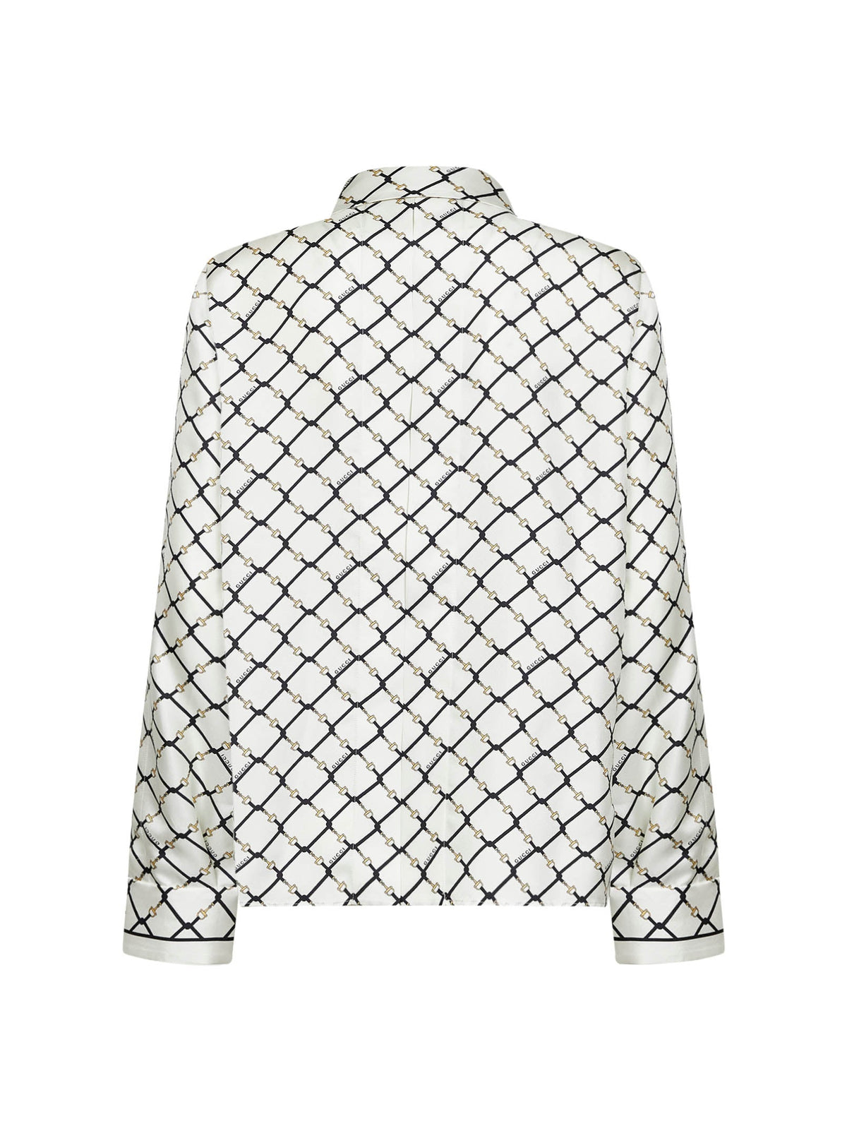 Gucci Women White Printed Silk Twill Shirt