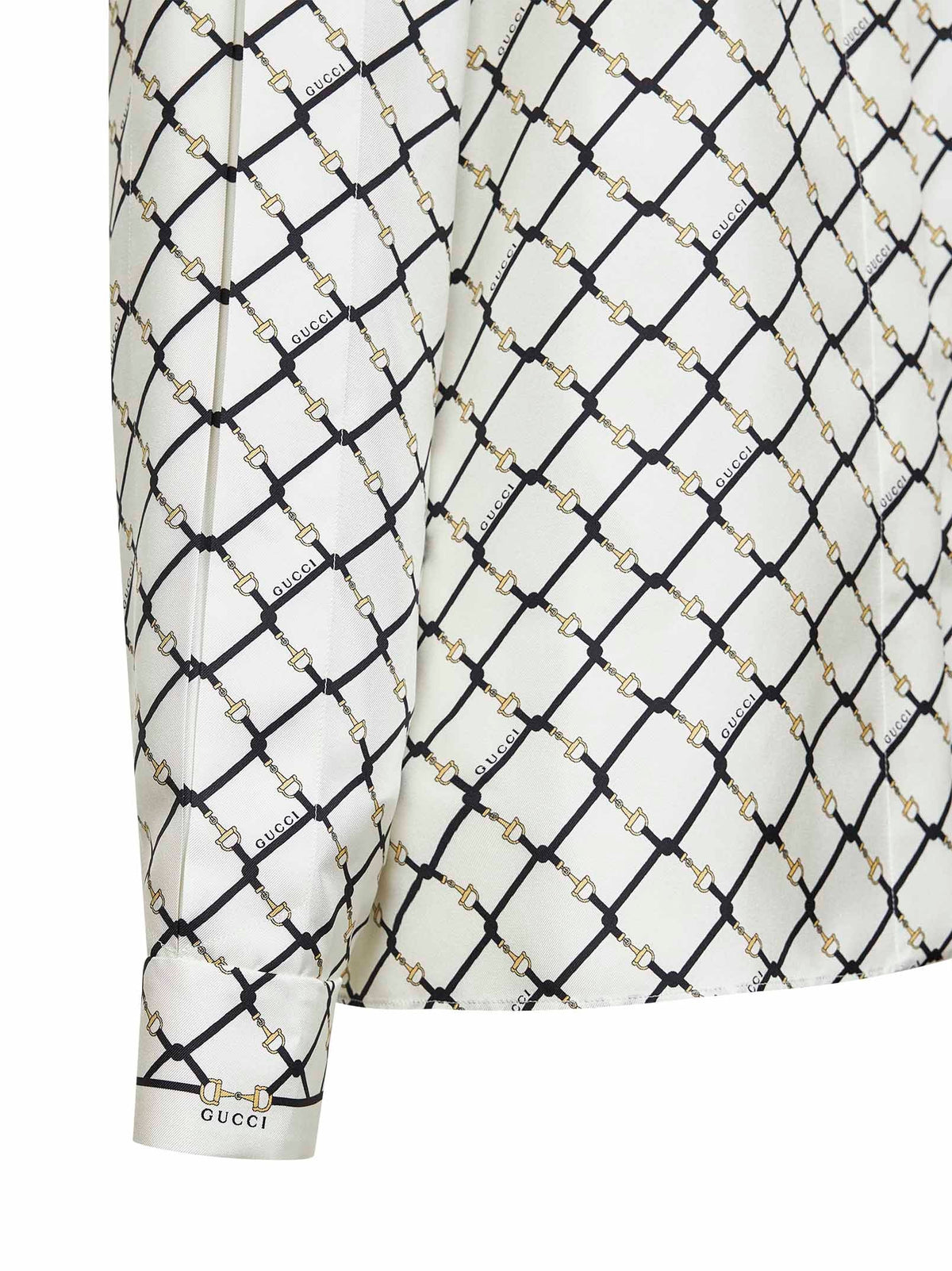 Gucci Women White Printed Silk Twill Shirt