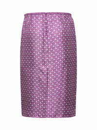 Gucci Women Violet Printed Silk Twill Midi Skirt