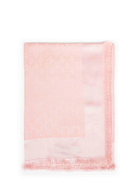 Gucci Women Pink And White Gg Silk And Wool Shawl<Br/>