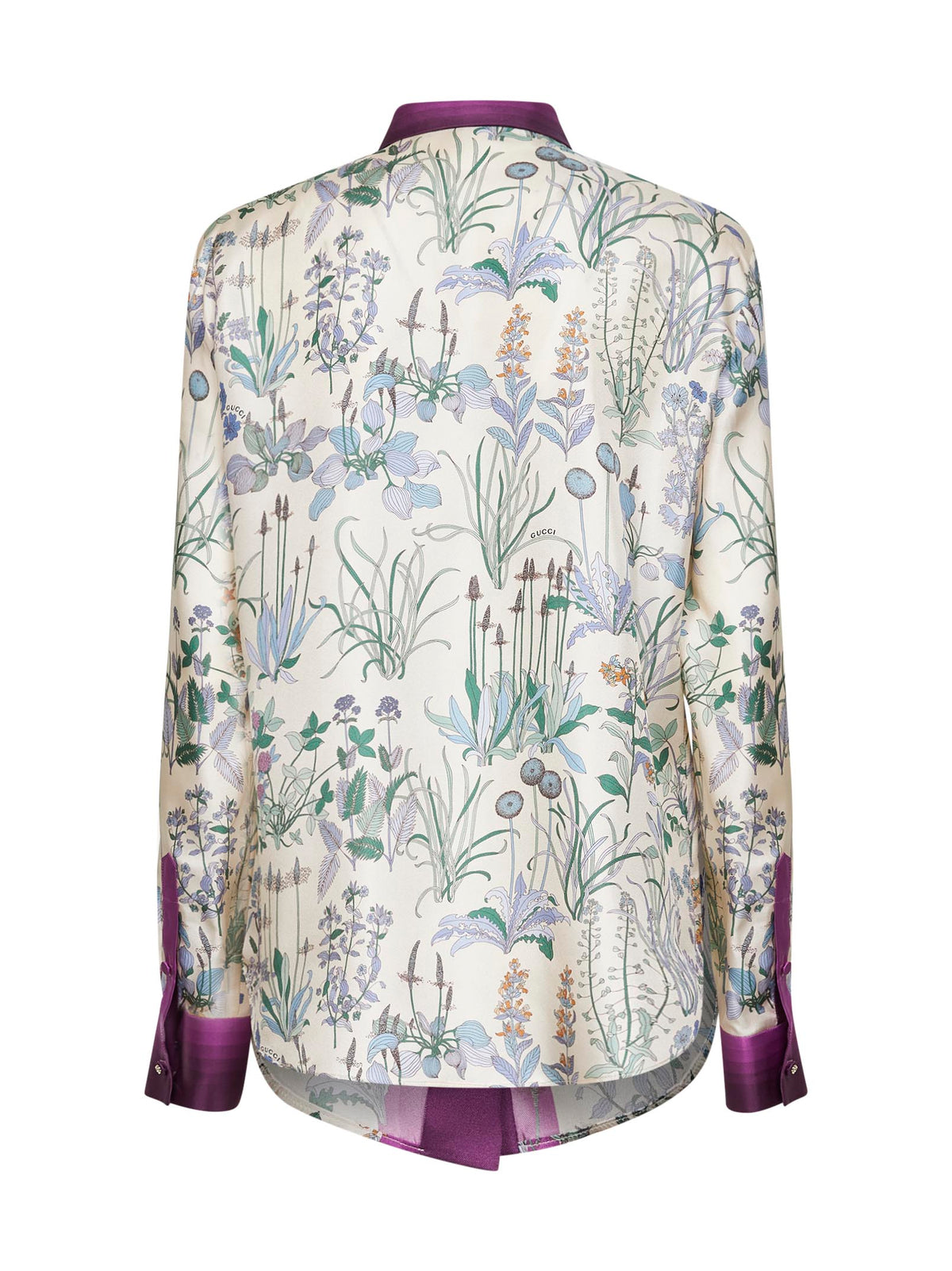 Gucci Women Ivory Printed Silk Twill Shirt