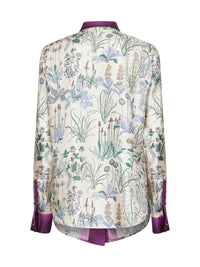Gucci Women Ivory Printed Silk Twill Shirt