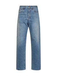 Gucci Women Light Blue Cotton Denim Straight Jeans