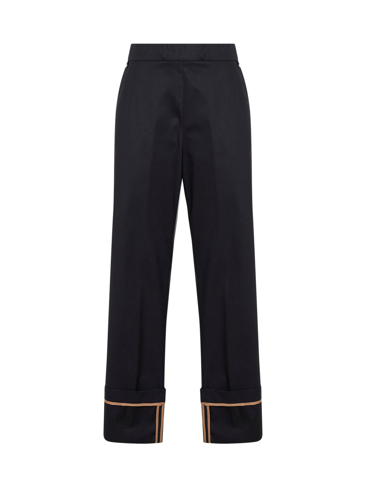 Herno Women Blue Cotton Gabardine Trousers With Turn-Up Hems