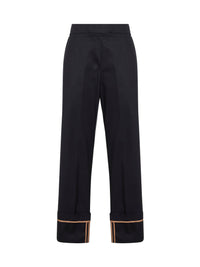Herno Women Blue Cotton Gabardine Trousers With Turn-Up Hems