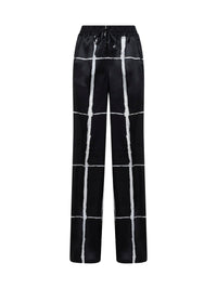 Kiton Women Black And White Printed Silk Drawstring Trousers