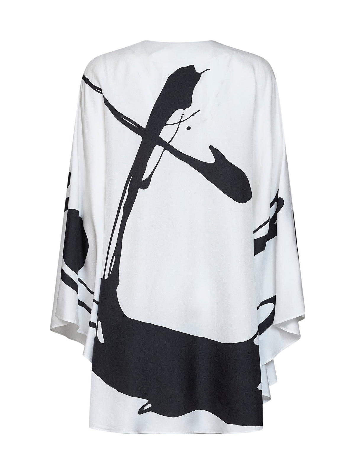 Kiton Women White And Black Printed Silk Tunic