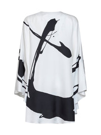 Kiton Women White And Black Printed Silk Tunic