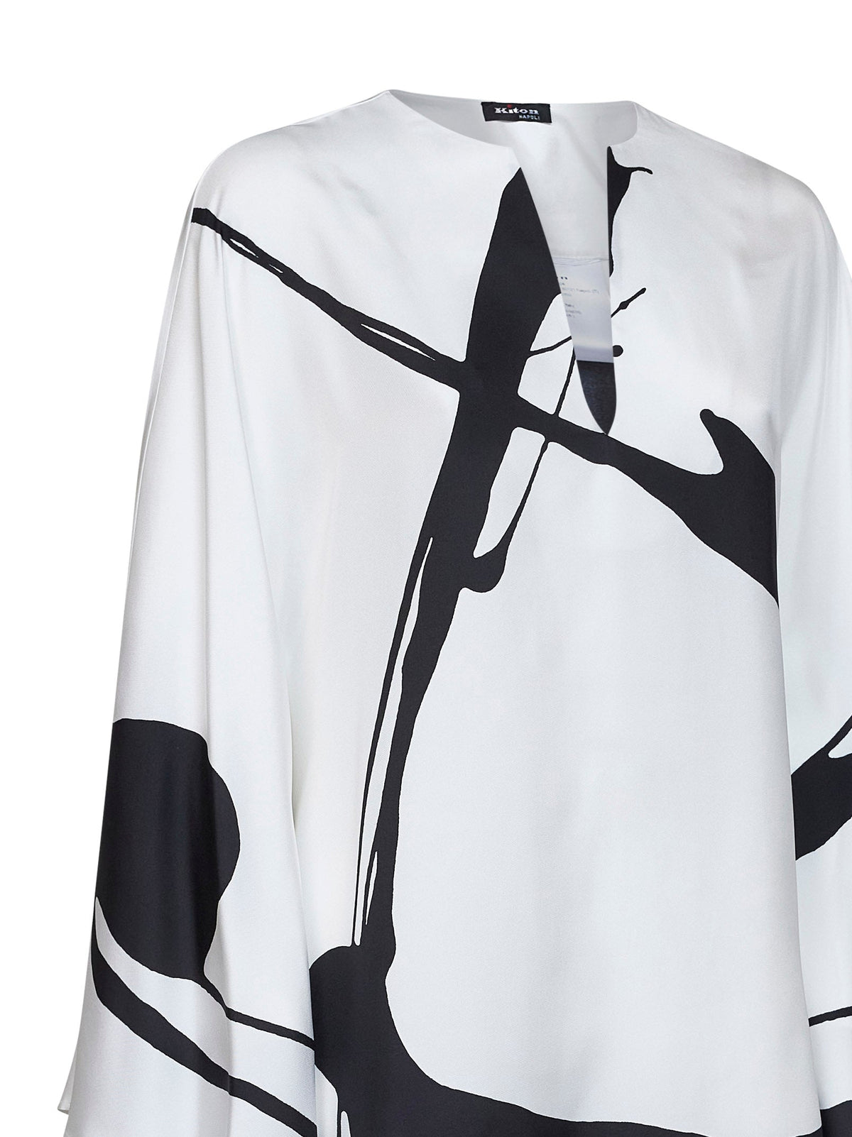 Kiton Women White And Black Printed Silk Tunic
