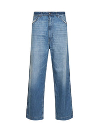 Maison Margiela Women Medium Vintage Blue Denim Wide-Leg Jeans