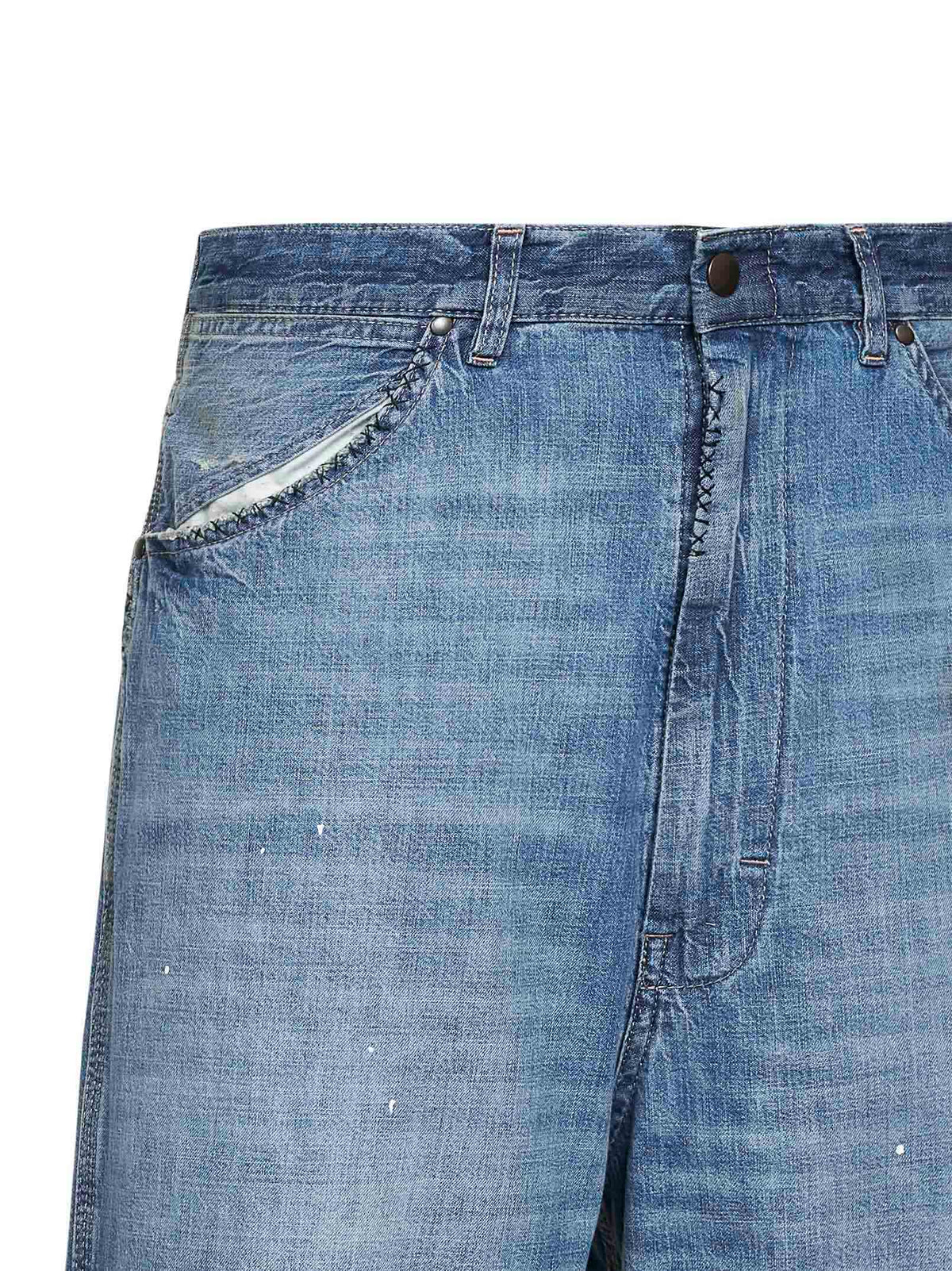 Maison Margiela Women Medium Vintage Blue Denim Wide-Leg Jeans