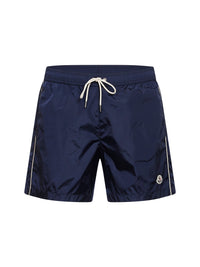 Moncler Men Navy Blue Nylon Logo Patch Swim Shorts