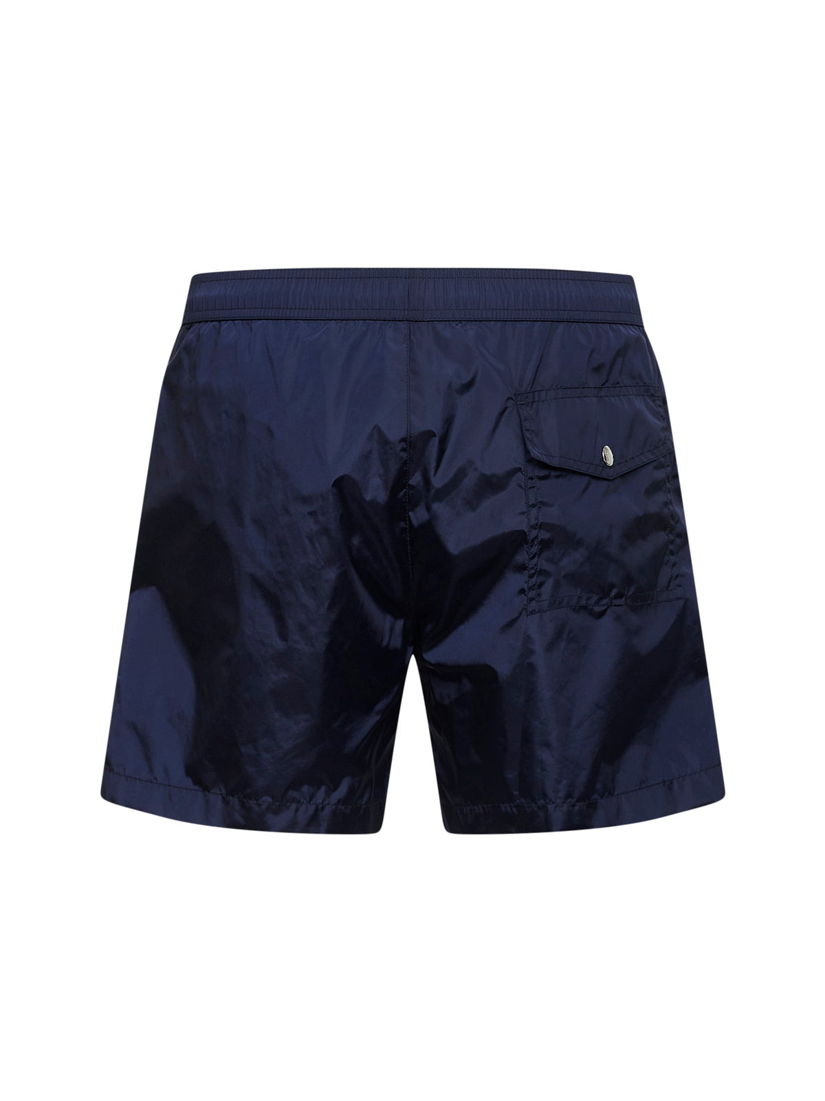Moncler Men Navy Blue Nylon Logo Patch Swim Shorts