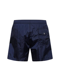 Moncler Men Navy Blue Nylon Logo Patch Swim Shorts