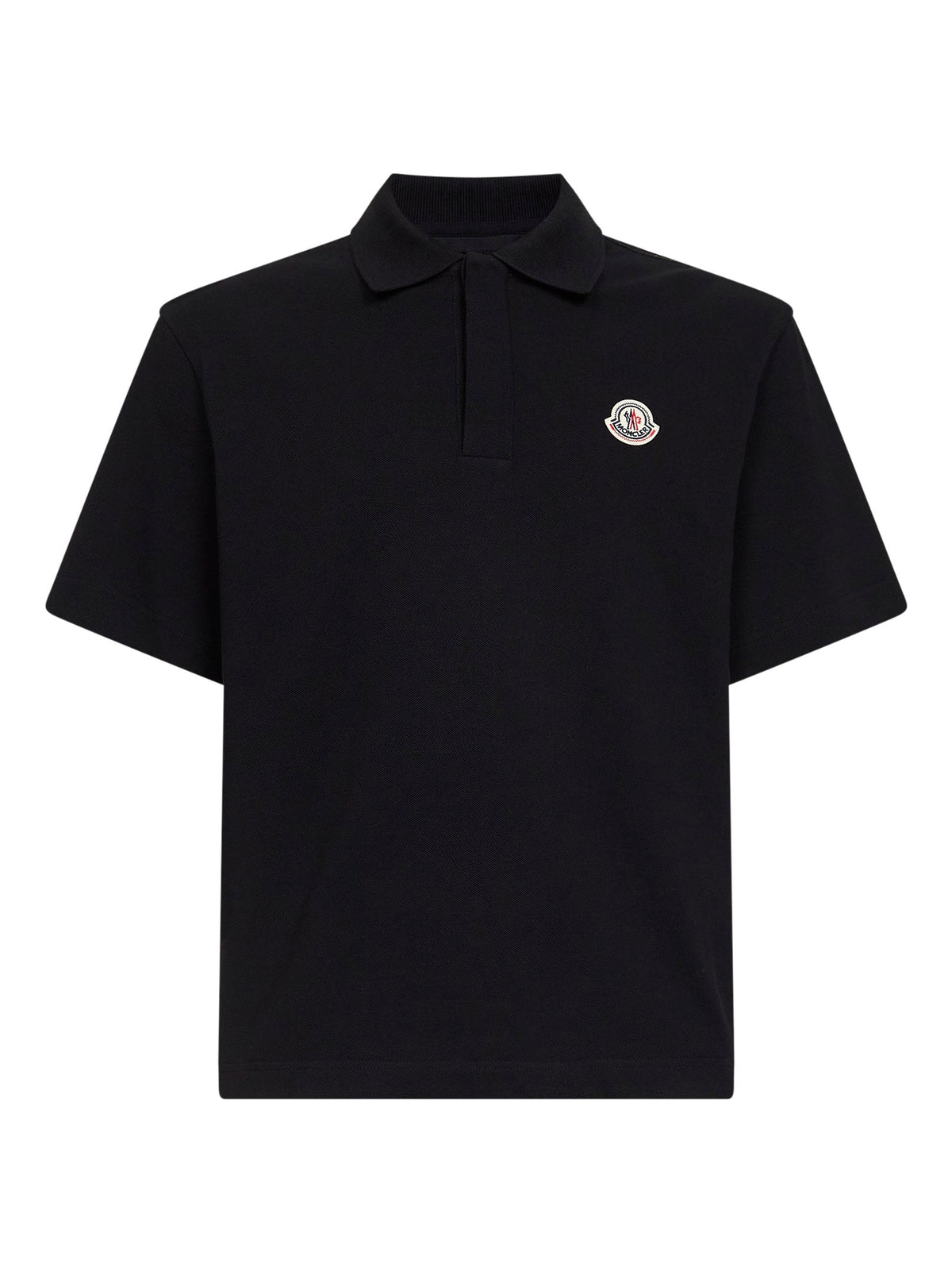 Moncler Men Black Cotton Pique Logo Polo Shirt