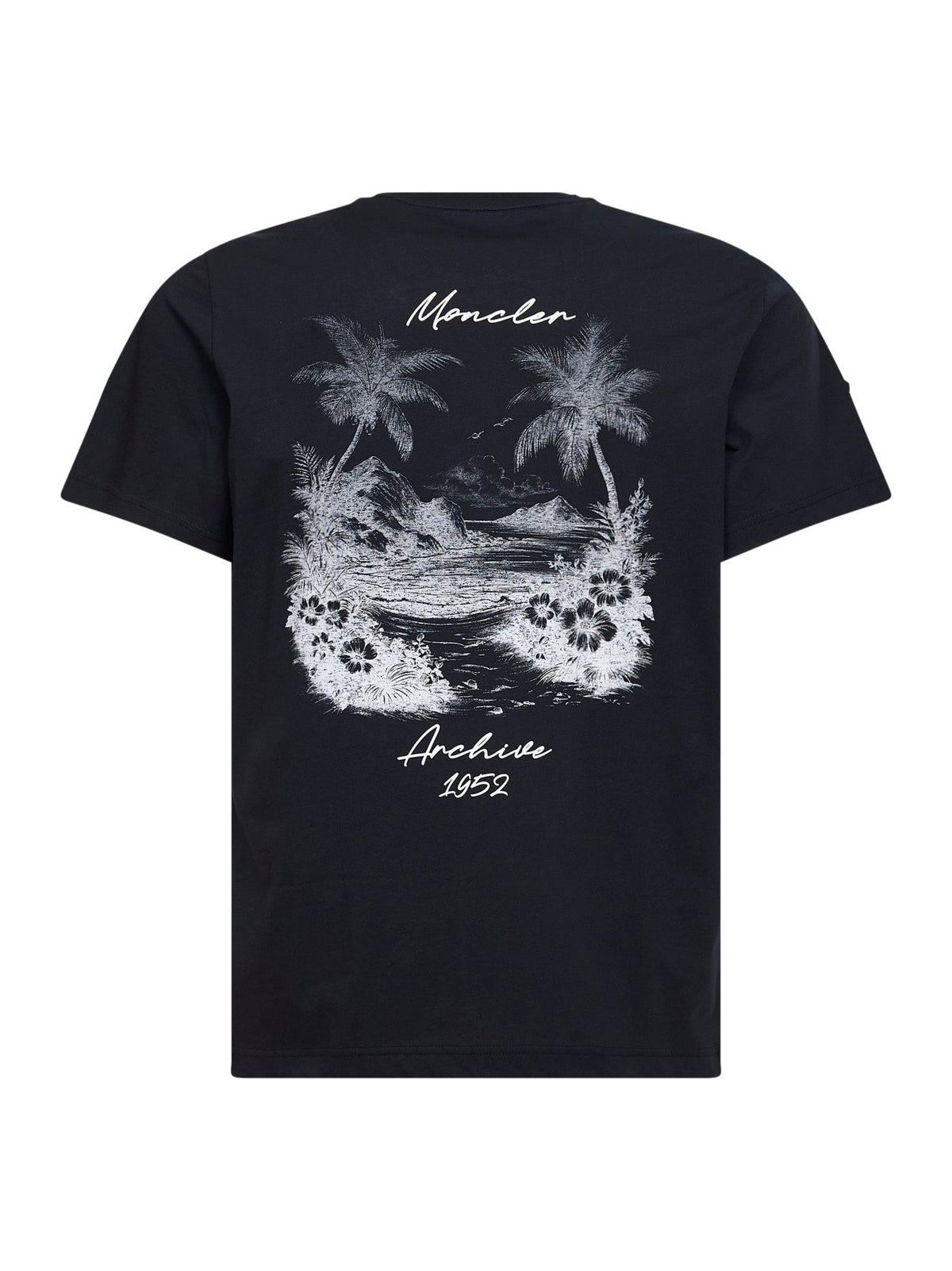Moncler Men Blue Cotton Jersey Printed T-Shirt