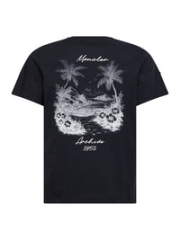 Moncler Men Blue Cotton Jersey Printed T-Shirt