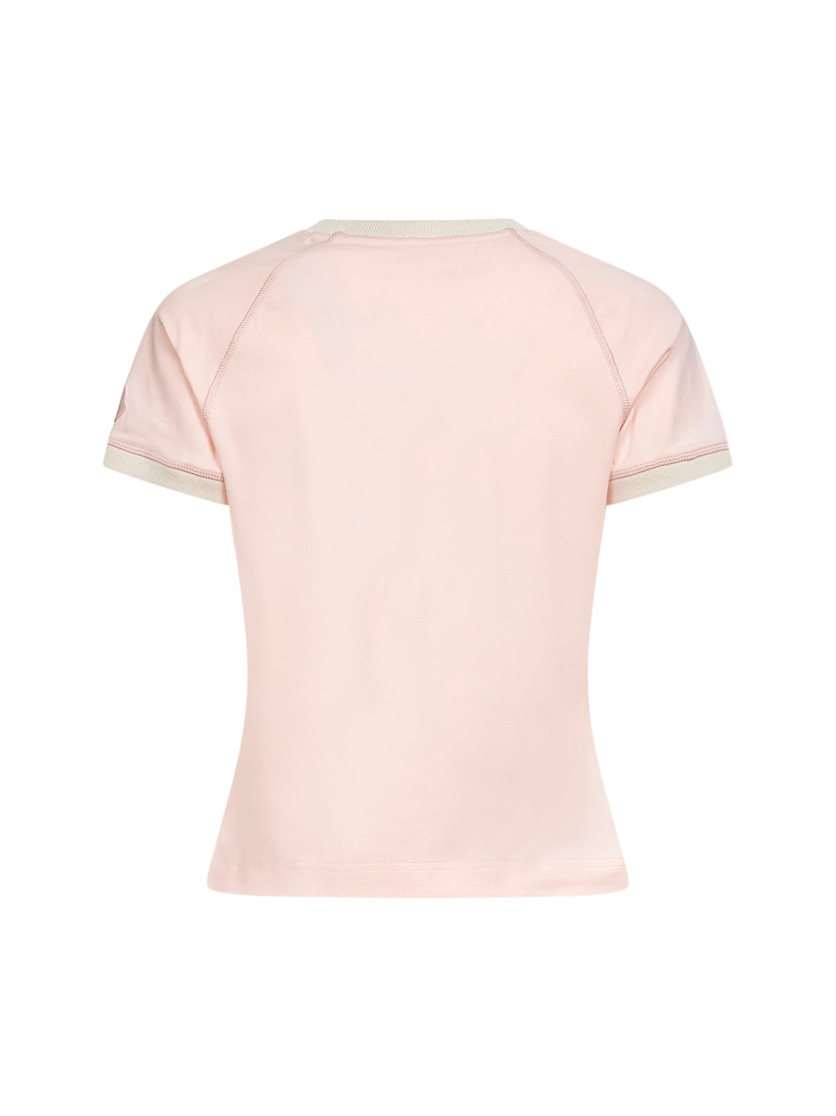 Moncler Women Light Pink Stretch Jersey Logo And Heart T-Shirt