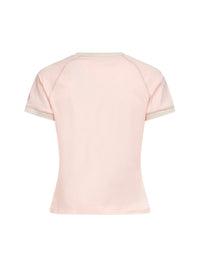 Moncler Women Light Pink Stretch Jersey Logo And Heart T-Shirt