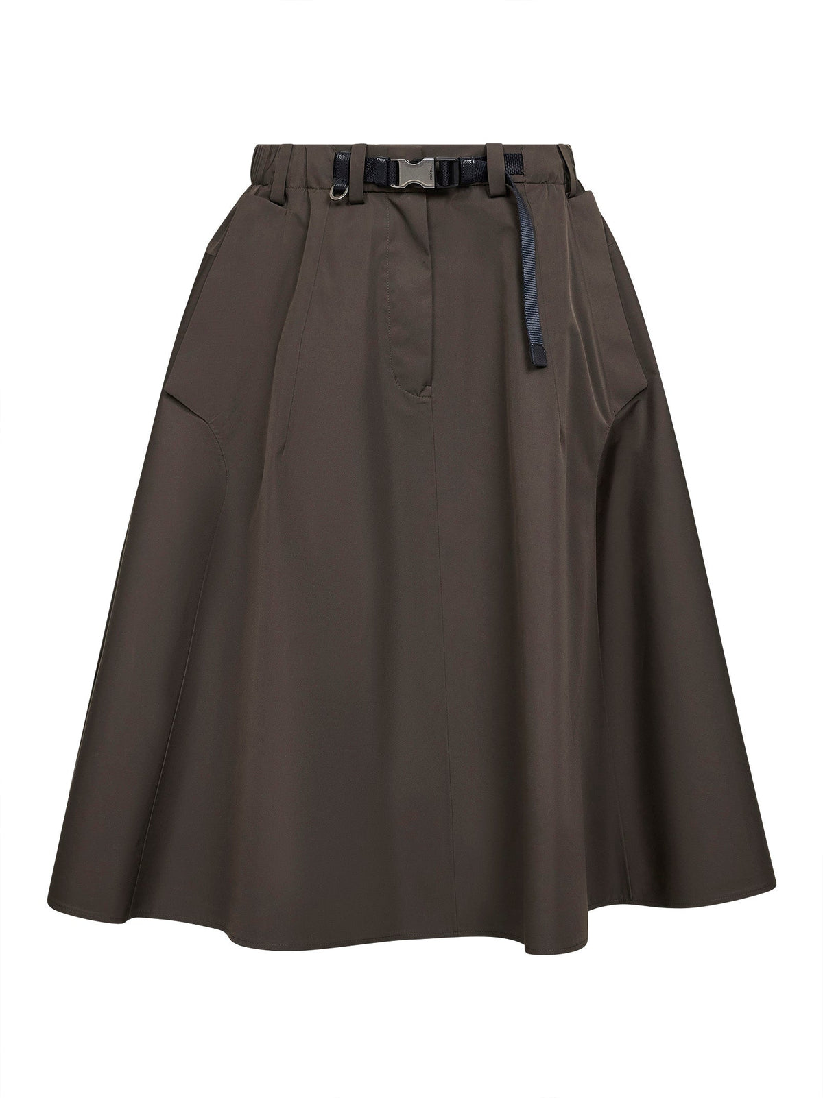 Prada Abbigliamento Women Green Technical Canvas Circle Midi Skirt