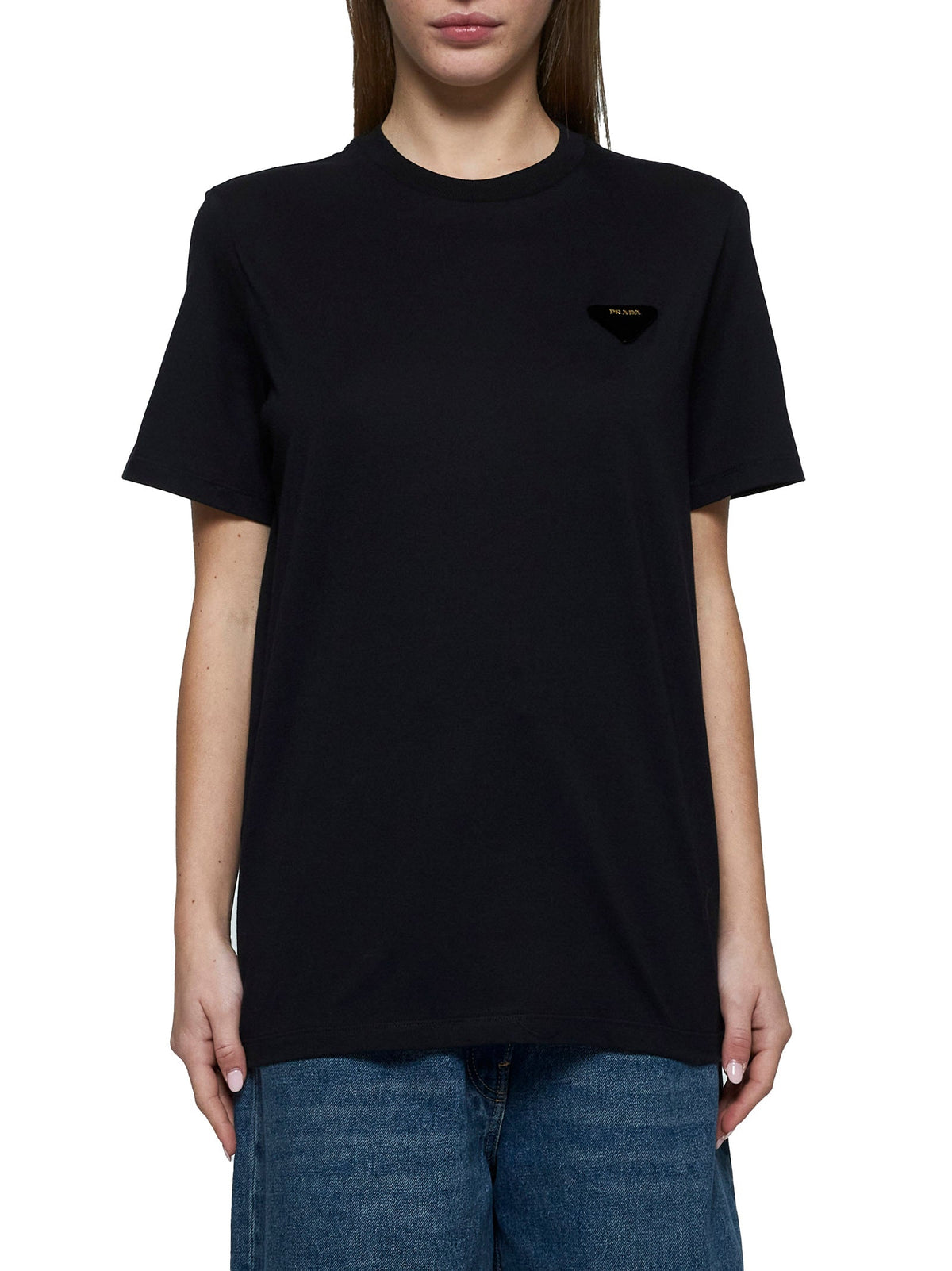 Prada Abbigliamento Women Logo Cotton T-Shirt
