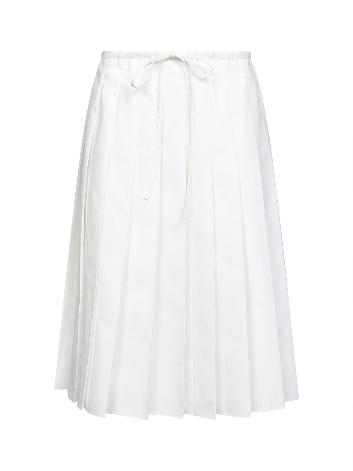 Prada Abbigliamento Women White Technical Cotton Blend Pleated Midi Skirt