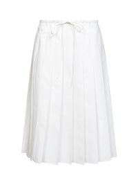 Prada Abbigliamento Women White Technical Cotton Blend Pleated Midi Skirt