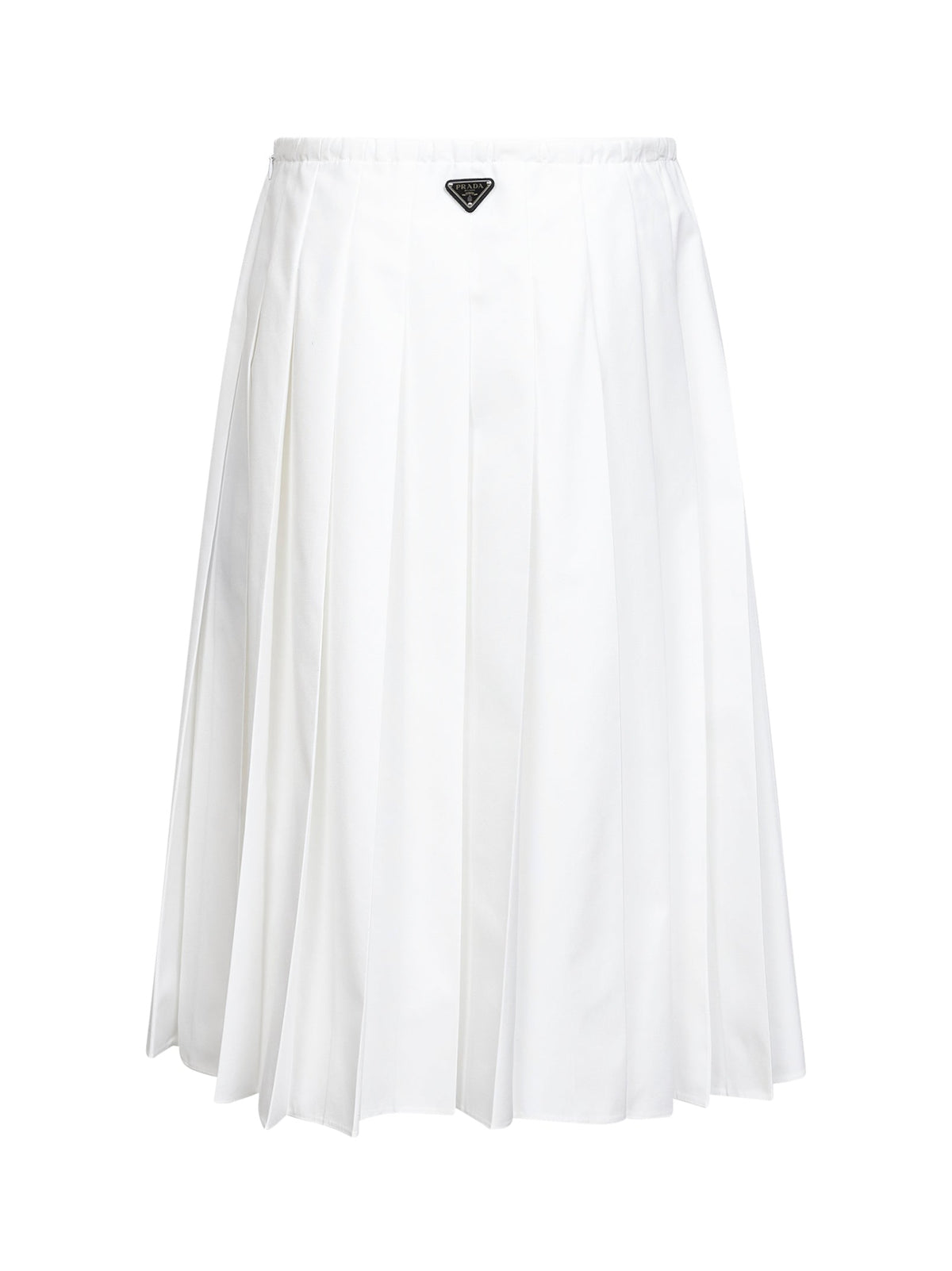 Prada Abbigliamento Women White Technical Cotton Blend Pleated Midi Skirt