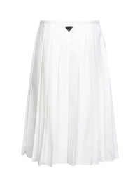 Prada Abbigliamento Women White Technical Cotton Blend Pleated Midi Skirt