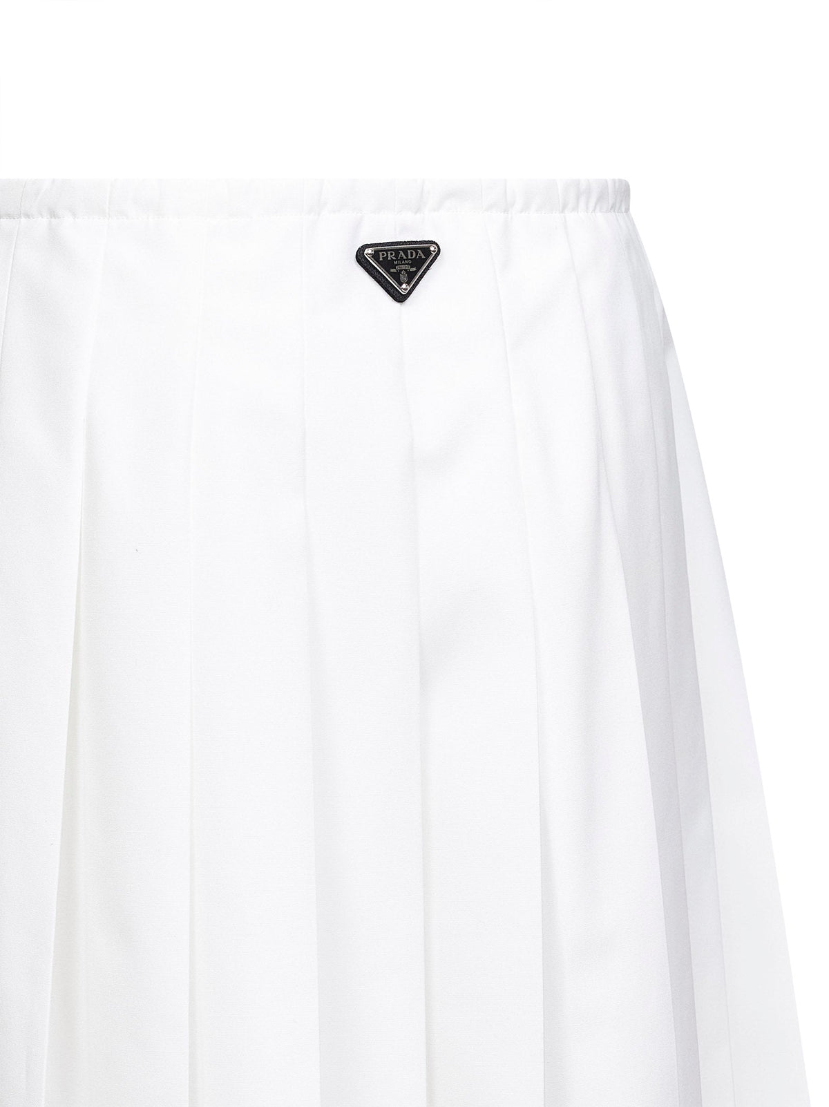 Prada Abbigliamento Women White Technical Cotton Blend Pleated Midi Skirt