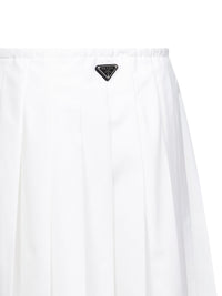 Prada Abbigliamento Women White Technical Cotton Blend Pleated Midi Skirt