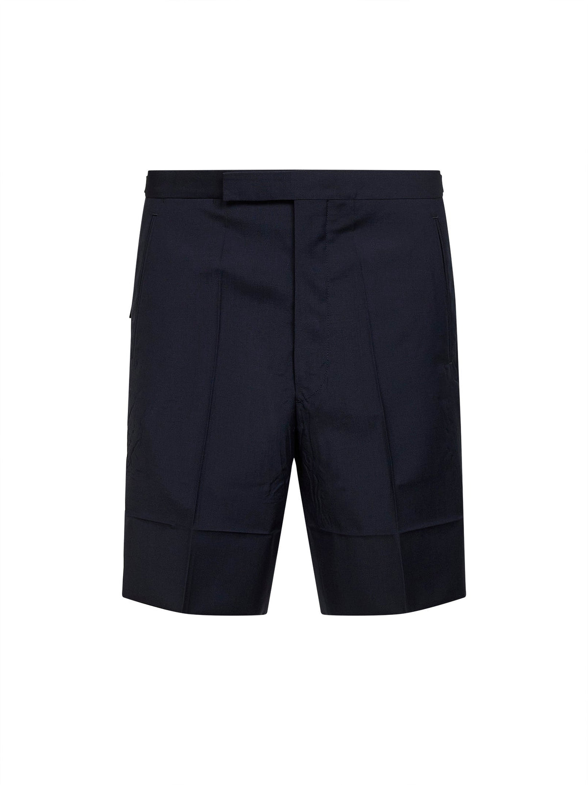 Prada Abbigliamento Men Blue Wool And Mohair Tailored Bermuda Shorts