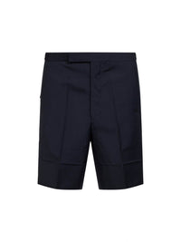 Prada Abbigliamento Men Blue Wool And Mohair Tailored Bermuda Shorts