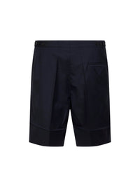 Prada Abbigliamento Men Blue Wool And Mohair Tailored Bermuda Shorts