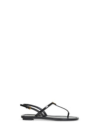 Prada Calzature Women Black Patent Leather Thong Sandals