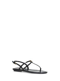 Prada Calzature Women Black Patent Leather Thong Sandals