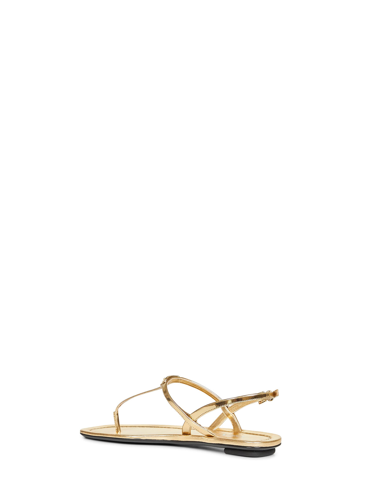 Prada Calzature Women Gold Metallic Leather Thong Sandals