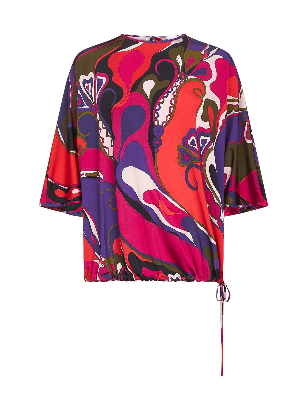Pucci Women Orchidee Print Stretch Viscose Cape Blouse