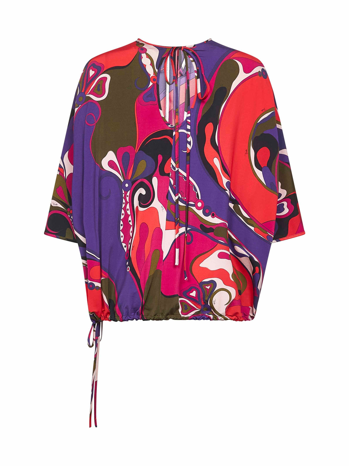 Pucci Women Orchidee Print Stretch Viscose Cape Blouse