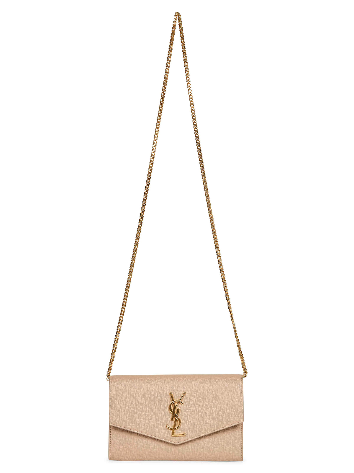 Saint Laurent Women Dark Beige Uptown Chain Wallet