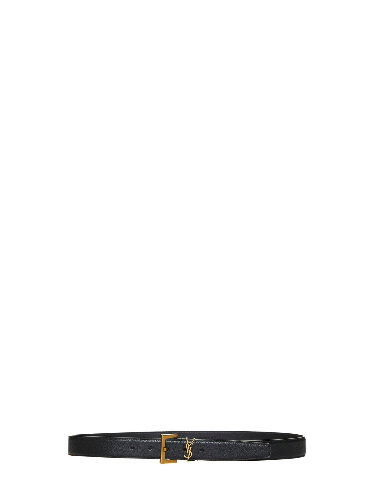 Saint Laurent Men Cassandre Belt With Square Buckle In Smooth Leather