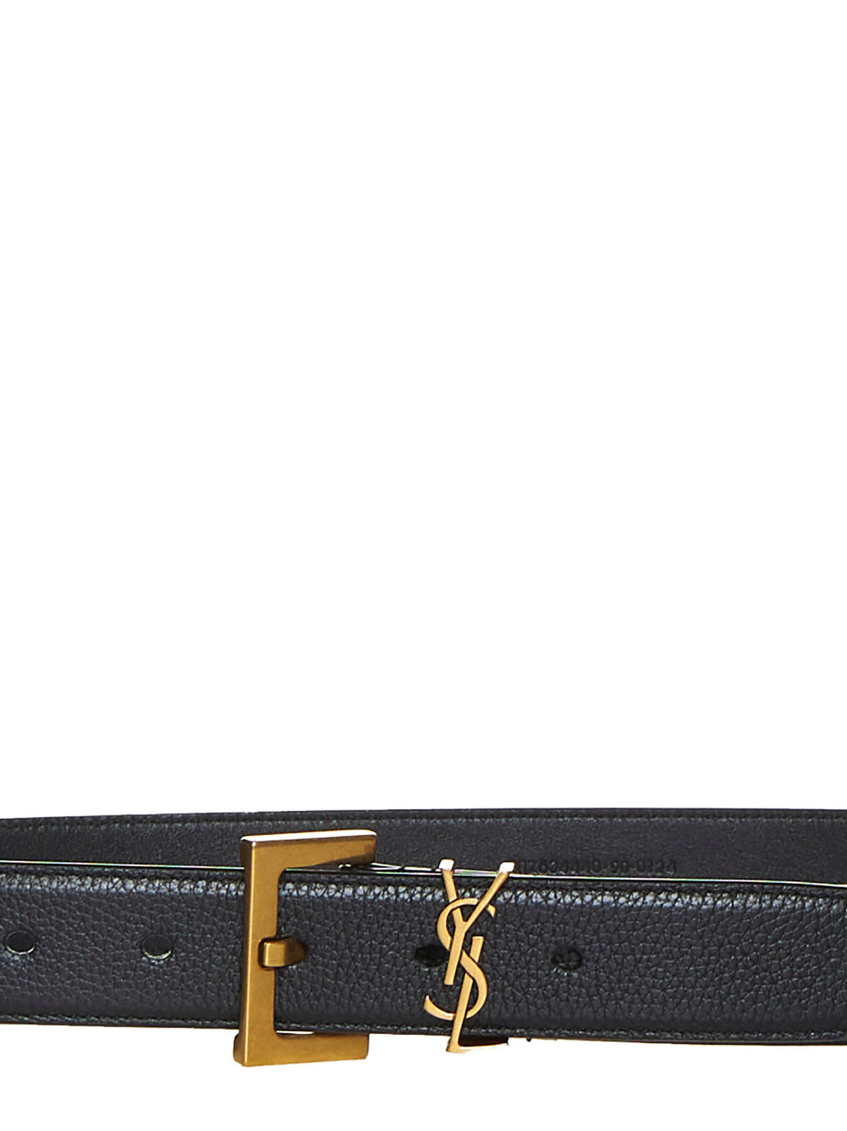 Saint Laurent Men Cassandre Belt With Square Buckle In Smooth Leather