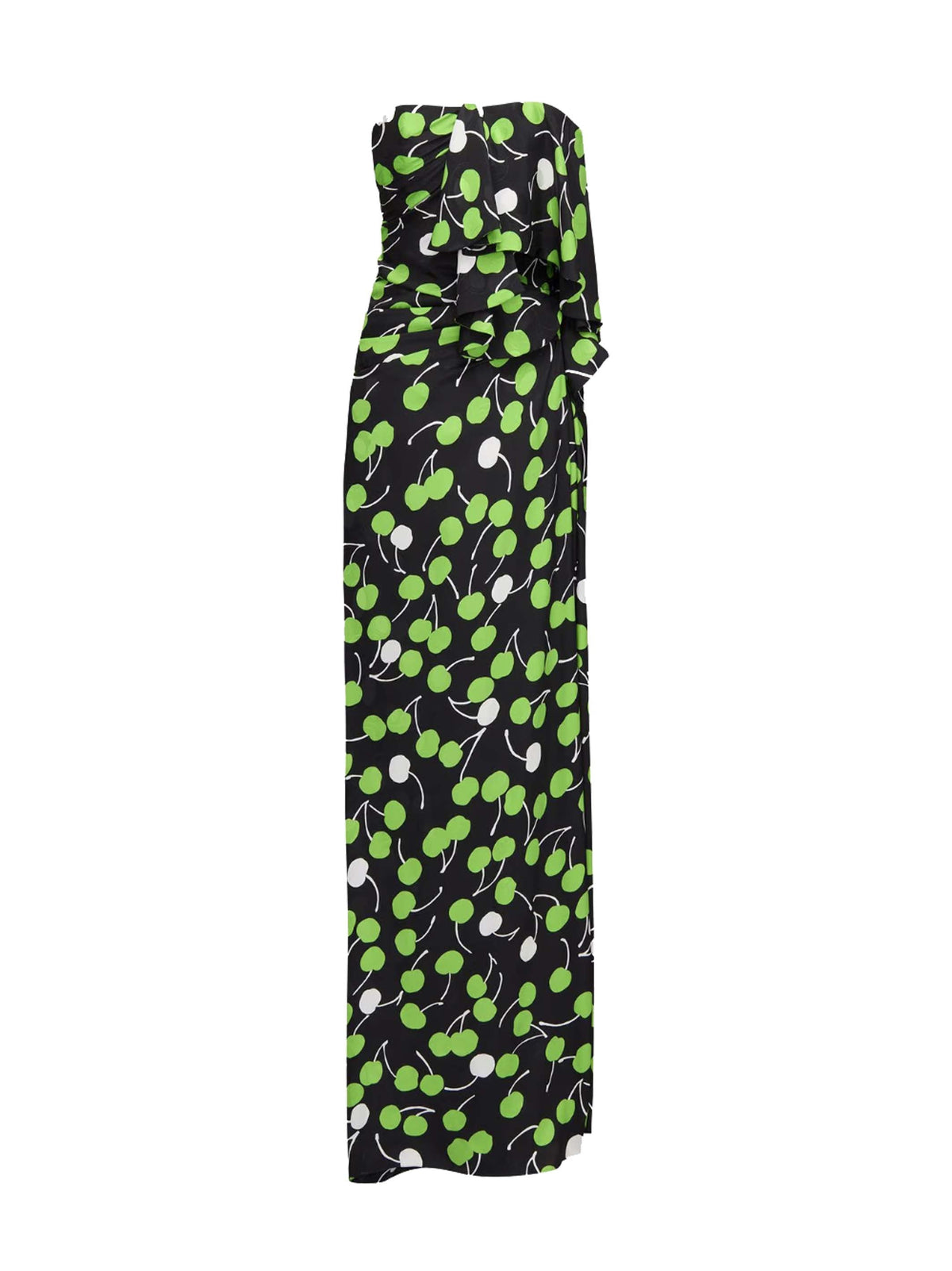 Saint Laurent Women Black Cherry Silk Long Bustier Dress